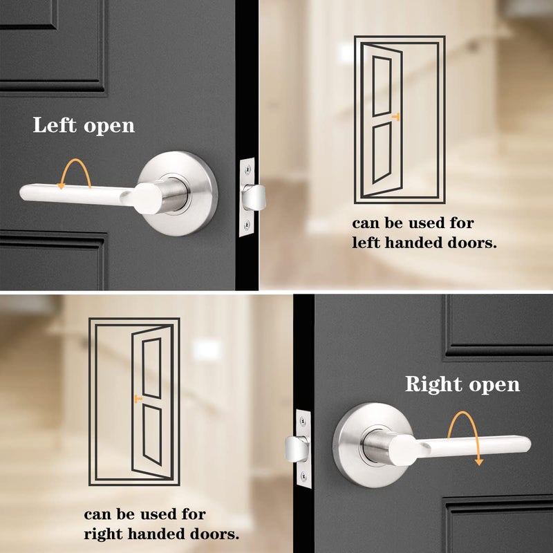Probrico Passage Leverset Lockset Door Levers for Hallway and Closet Satin Nickel Interior Door Lock Keyless Handles 1 Pack - Image 3